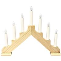 View 12" x 14.5" 7 Light Electric Natural Wooden Ada Swedish Candelabra / Candlestick